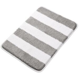 Microfiber Striped Bathroom Rugs Machine Washable Mats 17"x24" Gray&White
